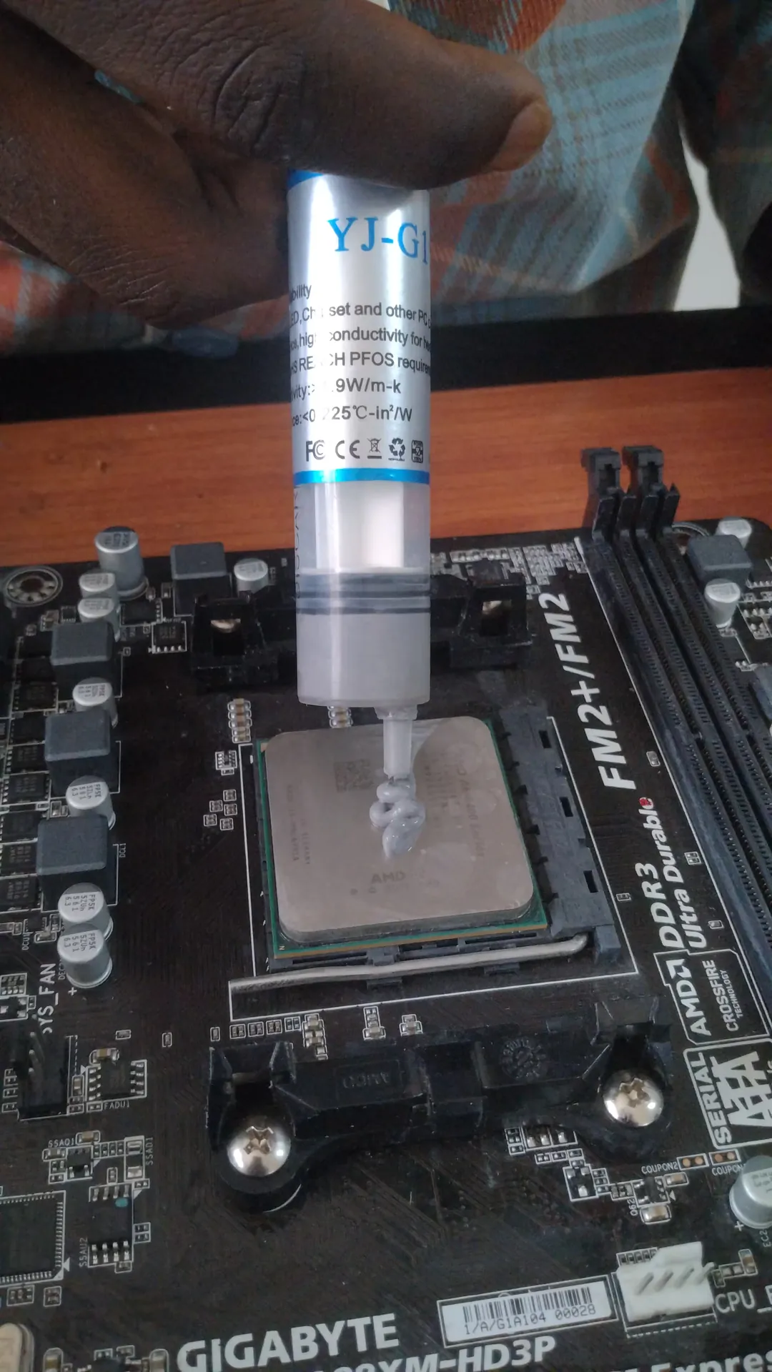 Computer hardware being repaired