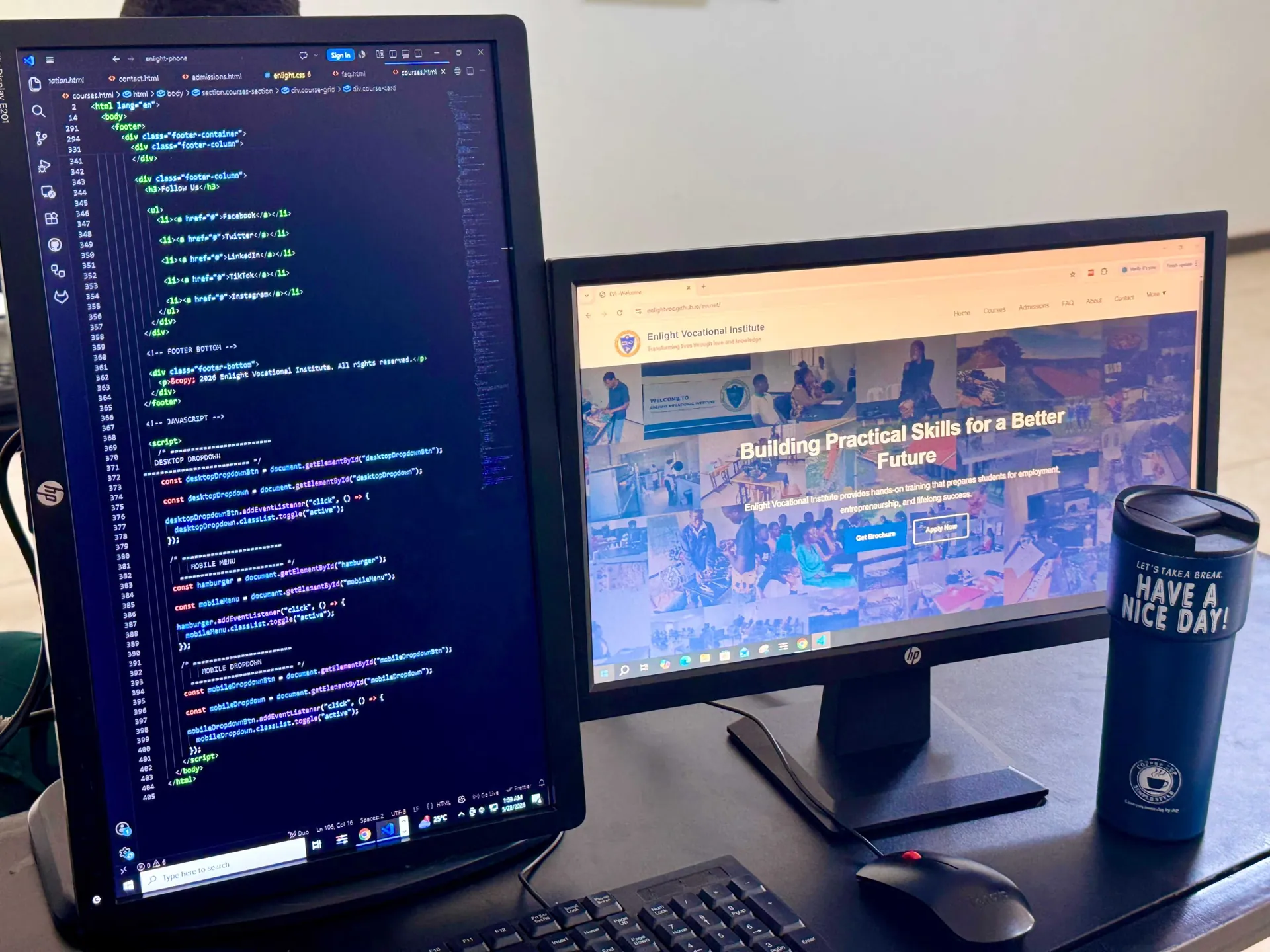A website on a laptop